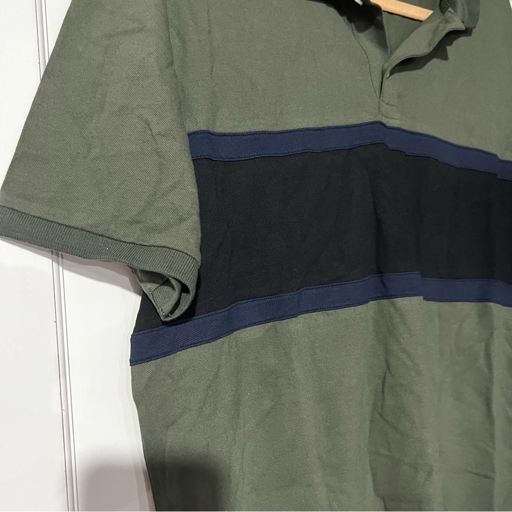 GAP Pique Polo STRETCH Green Colorblock Black Blue Mens Size XL - Picture 3 of 5